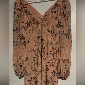 Floral Peach Long Sleeve Dress